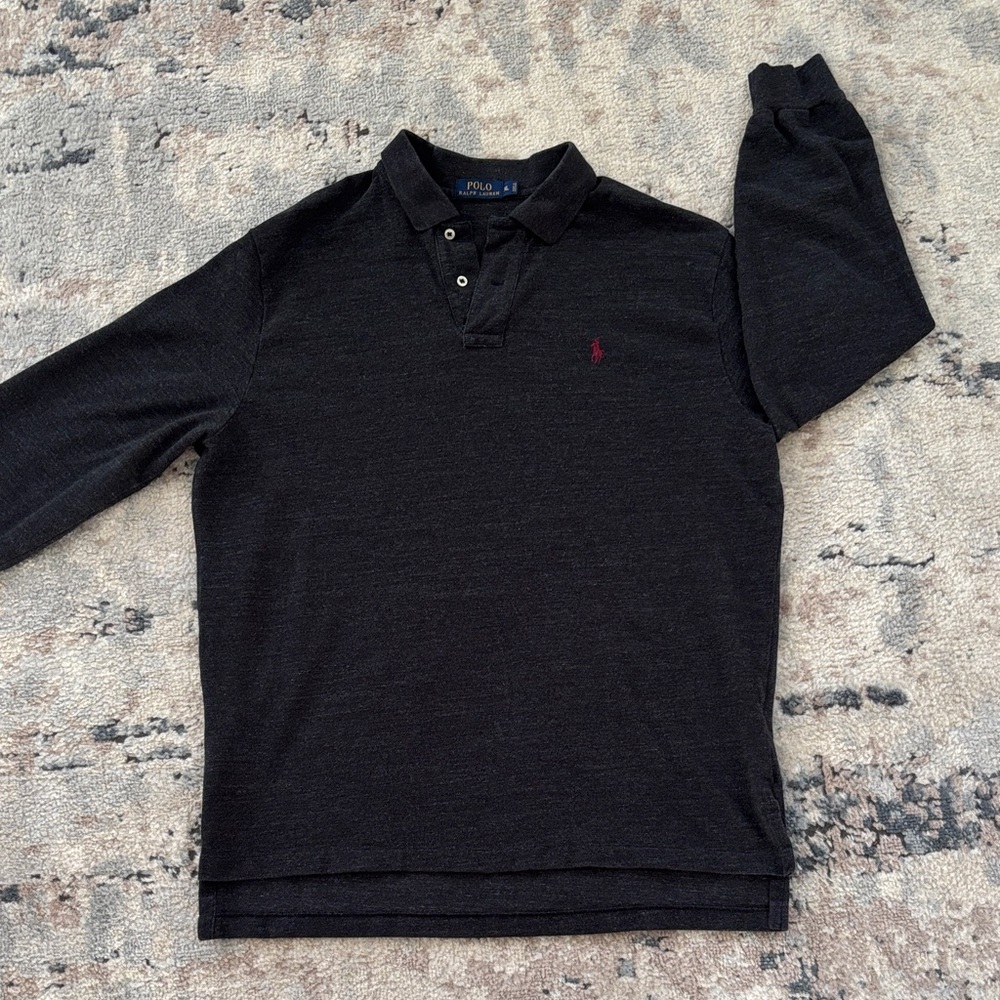 Men’s Polo by Ralph Lauren Charcoal Long Sleeve Polo size XL
